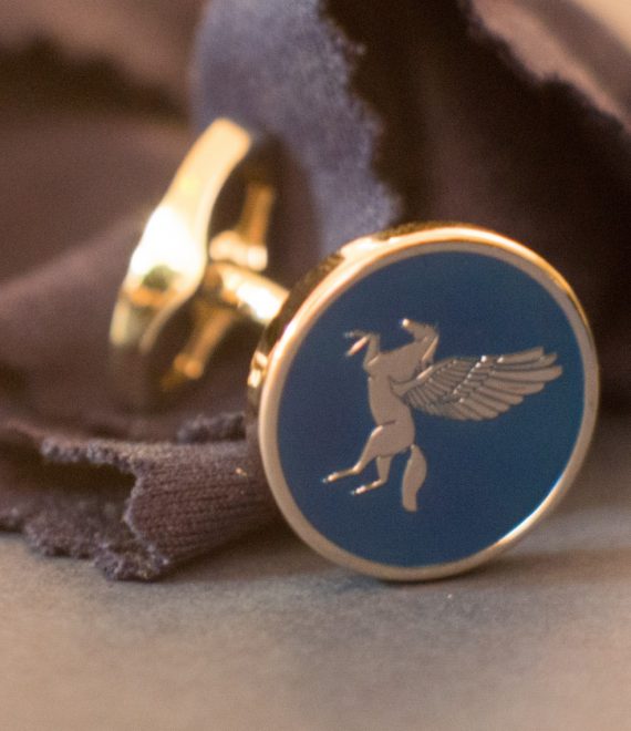 Silver and blue cufflinks