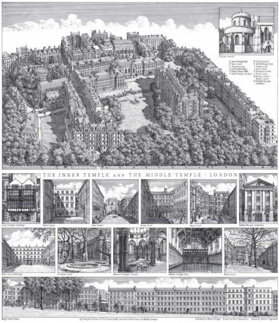 Inner and Middle Temple Tea Towel