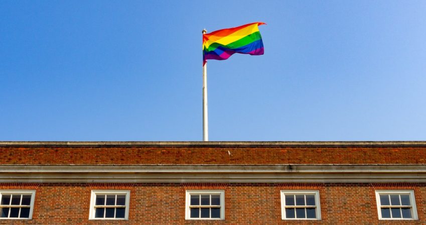 Pride Flag over Treasury Building